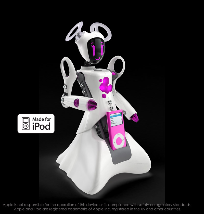 Illustration for article titled Spykee the Skype Robot Gets Three Friends With iPod Dock Crotches